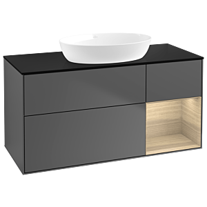 Villeroy und Boch Finion Waschtischunterschrank GA72PCGK 120cm, Abdeckplatte black matt, Emotion, Regale Oak Veneer, Anthracite matt