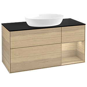 Villeroy und Boch Finion Waschtischunterschrank GA72PCPC 120cm, Abdeckplatte black matt, Emotion, Regale Oak Veneer, Oak Veneer