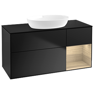 Villeroy und Boch Finion Waschtischunterschrank GA72PCPD 120cm, Abdeckplatte black matt, Emotion, Regale Oak Veneer, Black matt lacquer