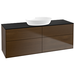 Villeroy und Boch Finion Waschtischunterschrank GA9200GN 160x60,3cm, Emotion, Abdeckplatte black matt, Walnut veneer