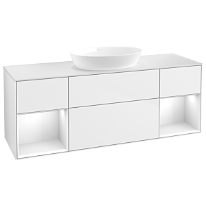 Villeroy and Boch Finion Villeroy and Boch Finion GD01GFGF 120cm, cover plate white matt, Emotion, shelves Glossy white lacquer, Glossy white lacquer