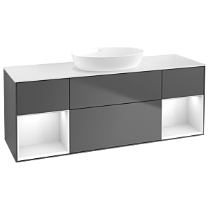 Villeroy and Boch Finion Villeroy and Boch Finion GD01GFGK 120cm, cover plate white matt, Emotion, shelves Glossy white lacquer, anthracite matt