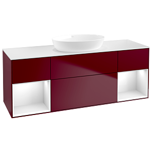 Villeroy und Boch Finion Waschtischunterschrank GD01GFHB 120cm, Abdeckplatte white matt, Emotion, Regale Glossy white lacquer, Peony Matt