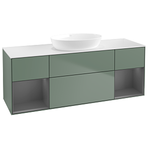 Villeroy and Boch Finion Villeroy and Boch Finion GD01GKGM 120cm, cover plate white matt, Emotion, shelves anthracite matt lacquer, Olive Matt Lacquer