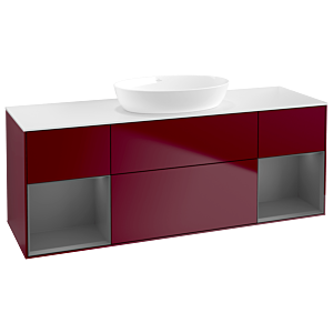 Villeroy und Boch Finion Waschtischunterschrank GD01GKHB 120cm, Abdeckplatte white matt, Emotion, Regale Anthracite matt lacquer, Peony Matt