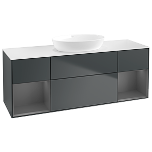 Villeroy and Boch Finion Villeroy and Boch Finion GD01GKHG 120cm, cover plate white matt, Emotion, shelves anthracite matt lacquer, midnight Blue Matt Lacquer