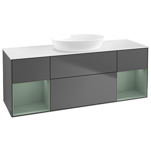 Villeroy and Boch Finion Villeroy and Boch Finion GD01GMGK 120cm, cover plate white matt, Emotion, shelves olive matt lacquer, anthracite matt