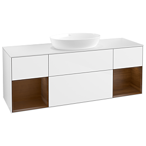 Villeroy and Boch Finion Villeroy and Boch Finion GD01GNGF 120cm, cover plate white matt, Emotion, shelves Walnut Veneer , glossy white lacquer