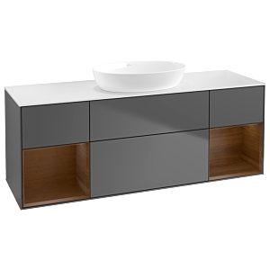 Villeroy and Boch Finion Villeroy and Boch Finion GD01GNGK 120cm, cover plate white matt, Emotion, shelves Walnut Veneer , anthracite matt