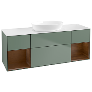 Villeroy and Boch Finion Villeroy and Boch Finion GD01GNGM 120cm, cover plate white matt, Emotion, shelves Walnut Veneer , Olive Matt Lacquer