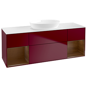 Villeroy und Boch Finion Waschtischunterschrank GD01GNHB 120cm, Abdeckplatte white matt, Emotion, Regale Walnut Veneer, Peony Matt