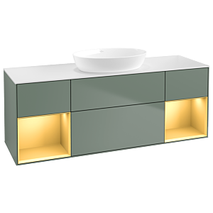 Villeroy and Boch Finion Villeroy and Boch Finion GD01HFGM 120cm, cover plate white matt, Emotion, shelves gold matt lacquer, Olive Matt Lacquer
