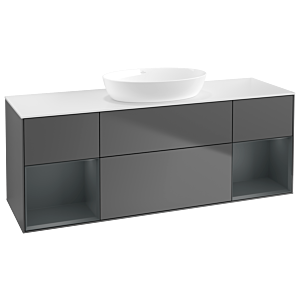 Villeroy et Boch Finion Villeroy et Boch GD01HGGK 120cm, plaque de recouvrement blanc mat, Emotion, étagères laqué mat Midnight, anthracite mat