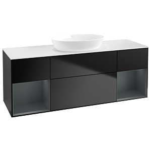 Villeroy und Boch Finion Waschtischunterschrank GD01HGPD 120cm, Abdeckplatte white matt, Emotion, Regale Midnight matt lacquer, Black matt lacquer