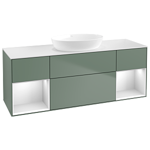 Villeroy and Boch Finion Villeroy and Boch Finion GD01MTGM 120cm, cover plate white matt, Emotion, shelves white matt lacquer, Olive Matt Lacquer