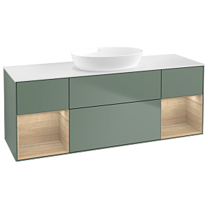 Villeroy and Boch Finion Villeroy and Boch Finion GD01PCGM 120cm, cover plate white matt, Emotion, shelves Oak Veneer , Olive Matt Lacquer