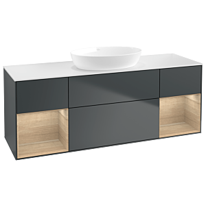 Villeroy et Boch Finion Villeroy et Boch GD01PCHG 120cm, plaque de recouvrement blanc mat, Emotion, étagères Oak Veneer , Midnight Blue Matt Lacquer
