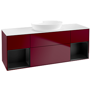 Villeroy und Boch Finion Waschtischunterschrank GD01PDHB 120cm, Abdeckplatte white matt, Emotion, Regale Black matt lacquer, Peony Matt