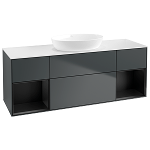 Villeroy und Boch Finion Waschtischunterschrank GD01PDHG 120cm, Abdeckplatte white matt, Emotion, Regale Black matt lacquer, Midnight Blue Matt Lacquer