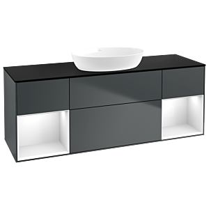 Villeroy and Boch Finion Villeroy and Boch Finion GD02GFHG 120cm, cover plate black matt, Emotion, shelves Glossy white lacquer, Midnight Blue Matt Lacquer