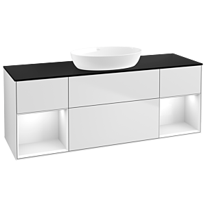 Villeroy and Boch Finion Villeroy and Boch Finion GD02GFMT 120cm, cover plate black matt, Emotion, shelves Glossy white lacquer, white matt lacquer