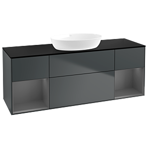 Villeroy und Boch Finion Waschtischunterschrank GD02GKHG 120cm, Abdeckplatte black matt, Emotion, Regale Anthracite matt lacquer, Midnight Blue Matt Lacquer