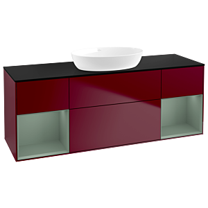 Villeroy und Boch Finion Waschtischunterschrank GD02GMHB 120cm, Abdeckplatte black matt, Emotion, Regale Olive matt lacquer, Peony Matt