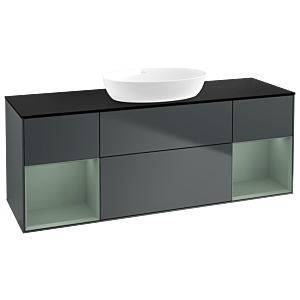 Villeroy und Boch Finion Waschtischunterschrank GD02GMHG 120cm, Abdeckplatte black matt, Emotion, Regale Olive matt lacquer, Midnight Blue Matt Lacquer