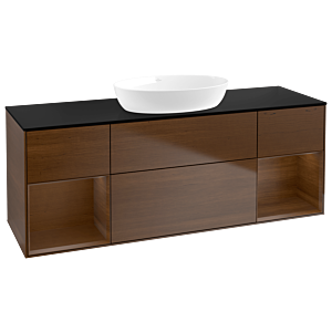 Villeroy und Boch Finion Waschtischunterschrank GD02GNGN 120cm, Abdeckplatte black matt, Emotion, Regale Walnut Veneer, Walnut veneer