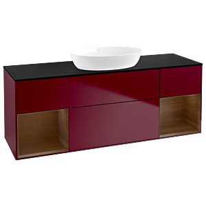 Villeroy und Boch Finion Waschtischunterschrank GD02GNHB 120cm, Abdeckplatte black matt, Emotion, Regale Walnut Veneer, Peony Matt