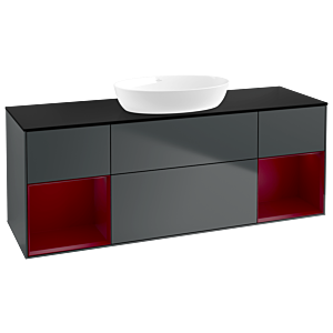 Villeroy und Boch Finion Waschtischunterschrank GD02HBHG 120cm, Abdeckplatte black matt, Emotion, Regale Peony matt lacquer, Midnight Blue Matt Lacquer