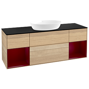 Villeroy and Boch Finion Villeroy and Boch Finion GD02HBPC 120cm, cover plate black matt, Emotion, shelves Peony matt lacquer, Oak Veneer