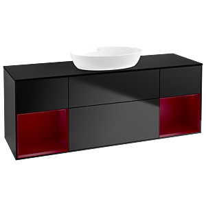 Villeroy und Boch Finion Waschtischunterschrank GD02HBPD 120cm, Abdeckplatte black matt, Emotion, Regale Peony matt lacquer, Black matt lacquer