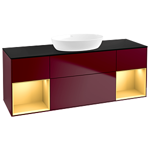 Villeroy und Boch Finion Waschtischunterschrank GD02HFHB 120cm, Abdeckplatte black matt, Emotion, Regale Gold matt lacquer, Peony Matt