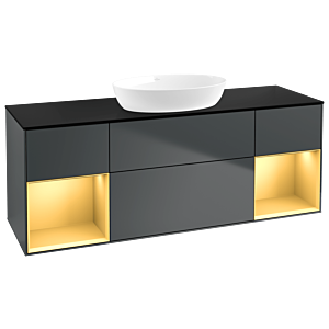 Villeroy and Boch Finion Villeroy and Boch Finion GD02HFHG 120cm, cover plate black matt, Emotion, shelves gold matt lacquer, midnight Blue Matt Lacquer