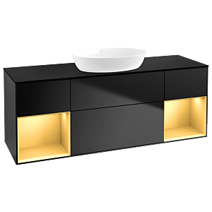 Villeroy and Boch Finion Villeroy and Boch Finion GD02HFPD 120cm, cover plate black matt, Emotion, shelves gold matt lacquer, black matt lacquer