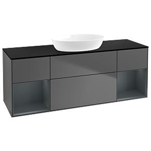 Villeroy und Boch Finion Waschtischunterschrank GD02HGGK 120cm, Abdeckplatte black matt, Emotion, Regale Midnight matt lacquer, Anthracite matt