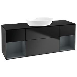 Villeroy und Boch Finion Waschtischunterschrank GD02HGPD 120cm, Abdeckplatte black matt, Emotion, Regale Midnight matt lacquer, Black matt lacquer