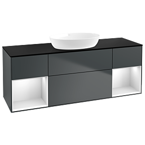 Villeroy und Boch Finion Waschtischunterschrank GD02MTHG 120cm, Abdeckplatte black matt, Emotion, Regale White matt lacquer, Midnight Blue Matt Lacquer