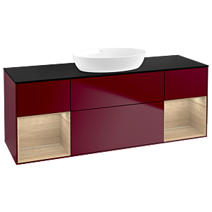 Villeroy et Boch Finion Villeroy et Boch GD02PCHB 120cm, plaque de recouvrement noir mat, emotion, étagères Oak Veneer , Peony Matt