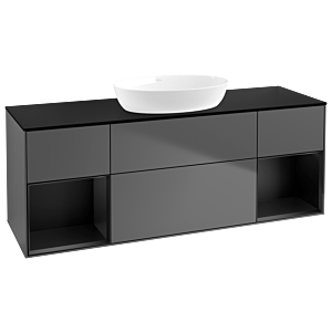 Villeroy und Boch Finion Waschtischunterschrank GD02PDGK 120cm, Abdeckplatte black matt, Emotion, Regale Black matt lacquer, Anthracite matt