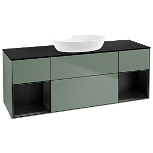 Villeroy und Boch Finion Waschtischunterschrank GD02PDGM 120cm, Abdeckplatte black matt, Emotion, Regale Black matt lacquer, Olive Matt Lacquer
