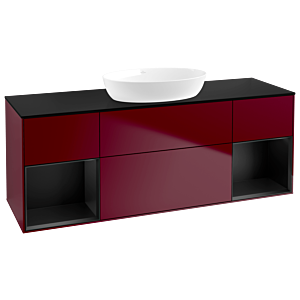 Villeroy und Boch Finion Waschtischunterschrank GD02PDHB 120cm, Abdeckplatte black matt, Emotion, Regale Black matt lacquer, Peony Matt