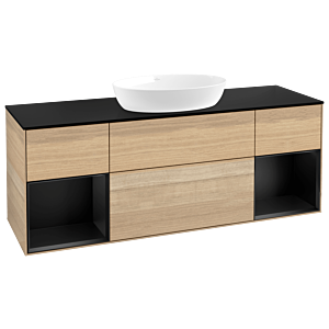 Villeroy und Boch Finion Waschtischunterschrank GD02PDPC 120cm, Abdeckplatte black matt, Emotion, Regale Black matt lacquer, Oak Veneer
