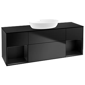 Villeroy und Boch Finion Waschtischunterschrank GD02PDPD 120cm, Abdeckplatte black matt, Emotion, Regale Black matt lacquer, Black matt lacquer