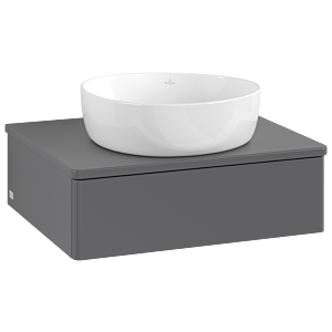 Villeroy und Boch Antao Waschtisch-Unterschrank K07050GK 60x19x50cm, Hahnloch, Waschbeckenplattenfarbe Lack, anthracite matt lacquer