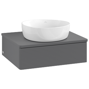 Meuble vasque Villeroy &amp; Boch Antao K07150GK 60 x 19 x 50 cm, percé pour robinetterie, plan vasque couleur : laque anthracite mate