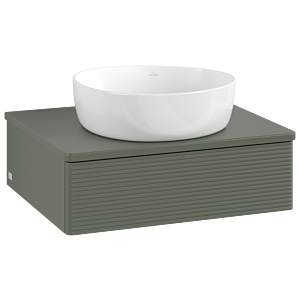 Meuble vasque Villeroy &amp; Boch Antao K07150HL 60 x 19 x 50 cm, percé pour robinetterie, coloris du plan vasque : vert feuille laqué mat