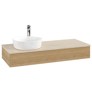 Villeroy und Boch Antao Waschtisch-Unterschrank K11053HN 120x19x50cm, Hahnloch, Waschbeckenplattenfarbe botticino, honey oak