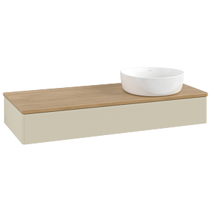 Villeroy &amp; Boch Antao vanity unit K12011HJ 120x19x50cm, washbasin top color honey oak, silk grey matt lacquer